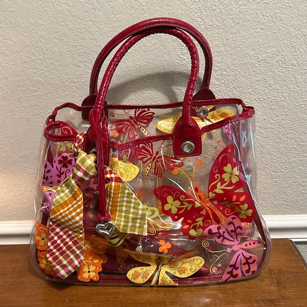 Brighton Clear Shoulder/Beach Bag Butterflies & Pouch